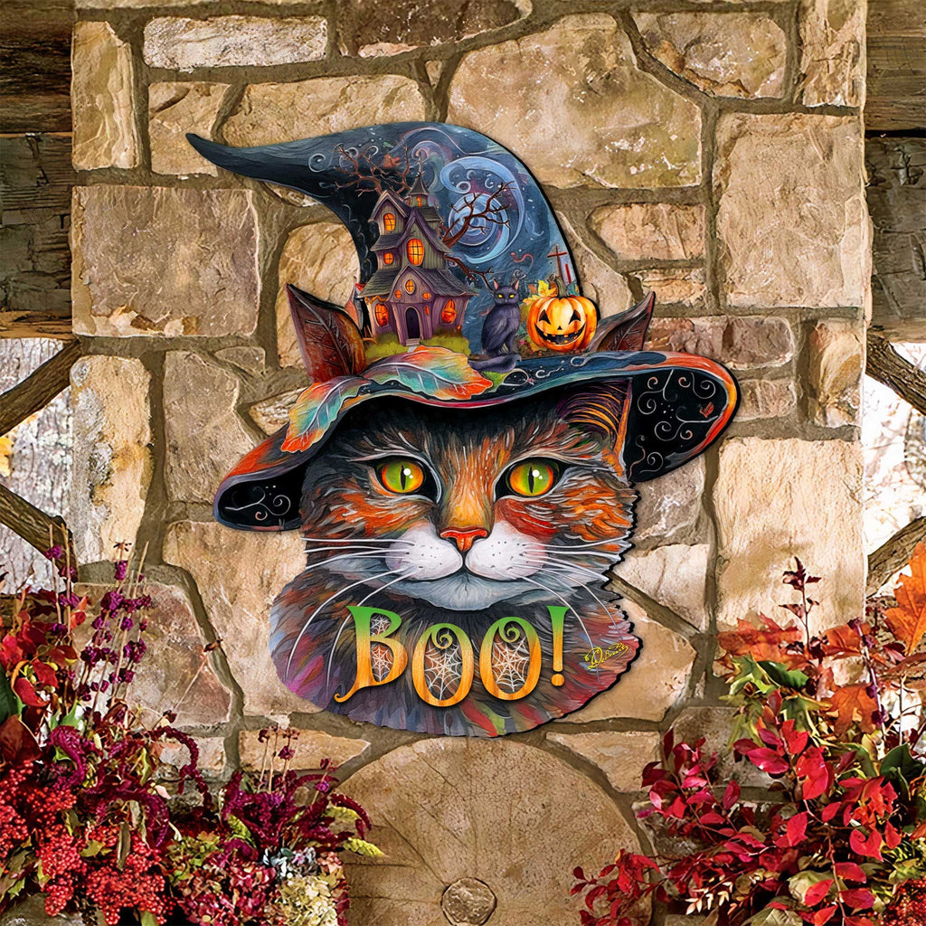 Halloween Cat in a Hat Holiday Door Decor by G. DeBrekht - Halloween Decor - 8652792H-4