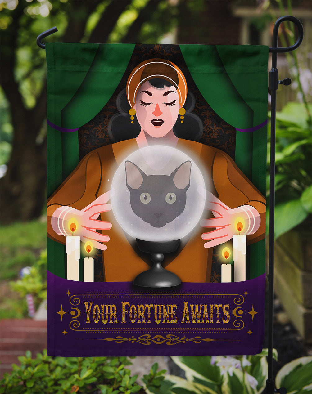 Mandalay Cat Halloween Garden Flag-2