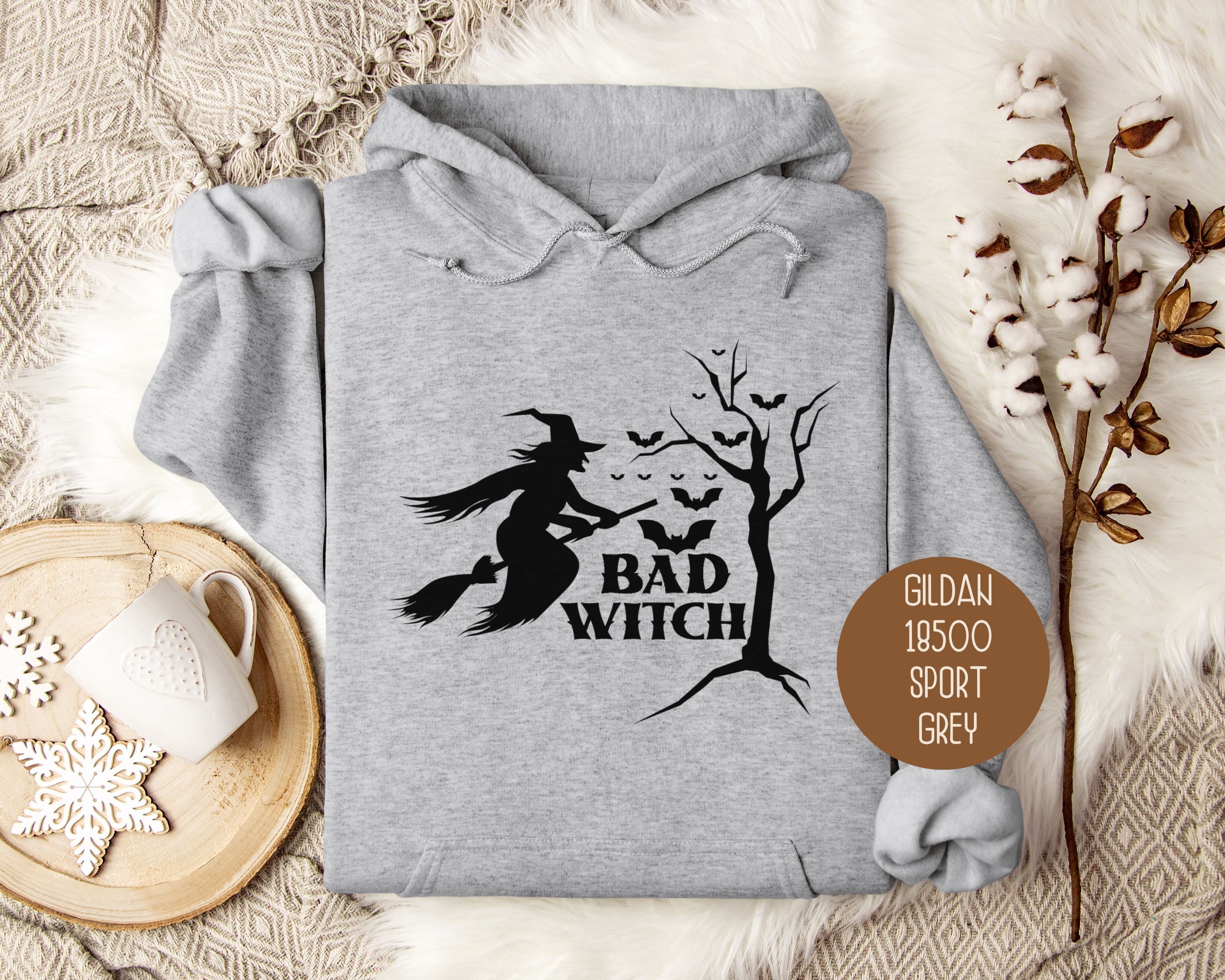 Bad Witch Halloween Bat Hoodie-1