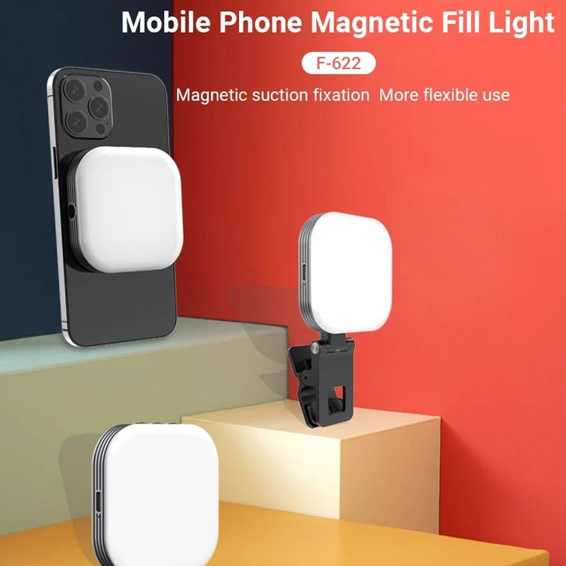 NNEIDS Rechargeable Mini Magnetic Selfie Light - Tri-Colour Temperature