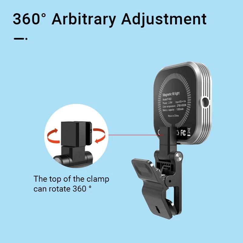 NNEIDS Rechargeable Mini Magnetic Selfie Light - Tri-Colour Temperature