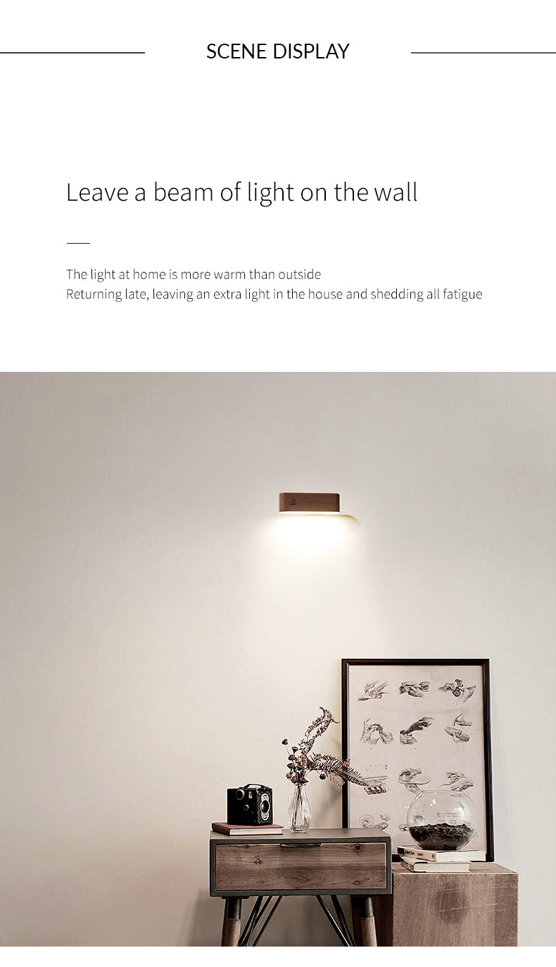 Mini Solid Wood Magnetic Rechargeable Wall Light