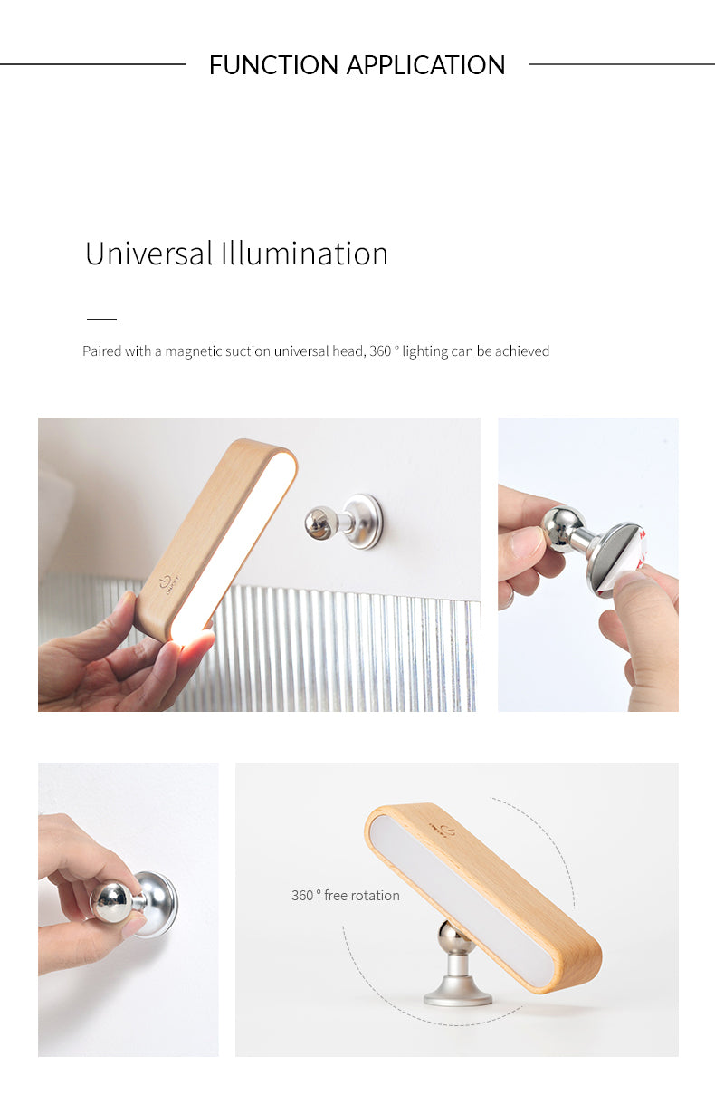 Mini Solid Wood Magnetic Rechargeable Wall Light