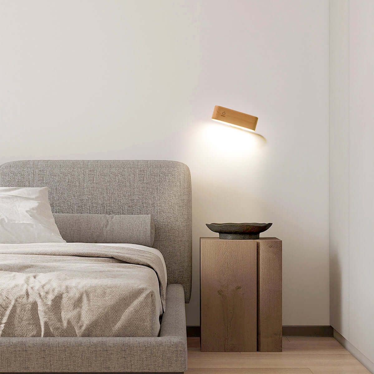 Mini Solid Wood Magnetic Rechargeable Wall Light